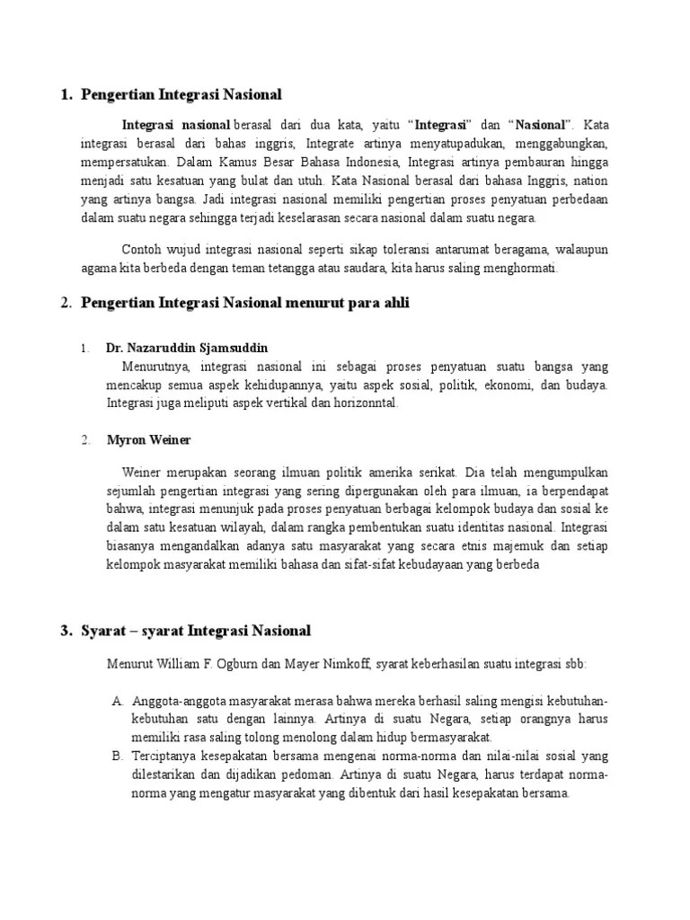 Integrasi menunjuk pada adanya konsensus terhadap nilai yang minimum yang. Materi Pkn Smst 2 Pdf