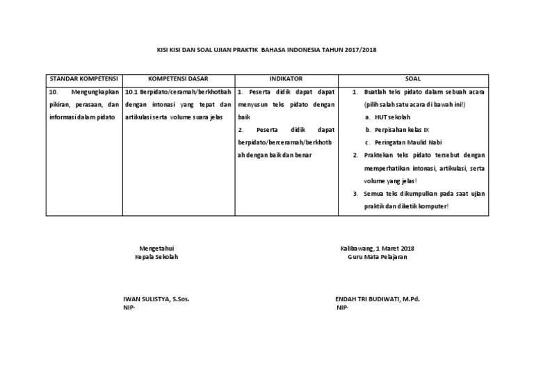 Program ujian praktik siswa kelas ix smp negeri 1 gresik tahun pelajaran 2015. Soal Ujian Praktik Bahasa Indonesia Smp Kelas 9