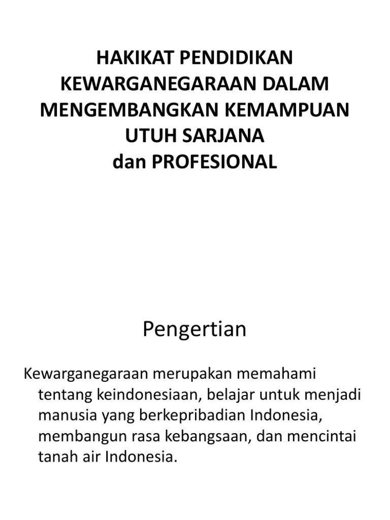Pengertian Hakikat Pendidikan Kewarganegaraan
