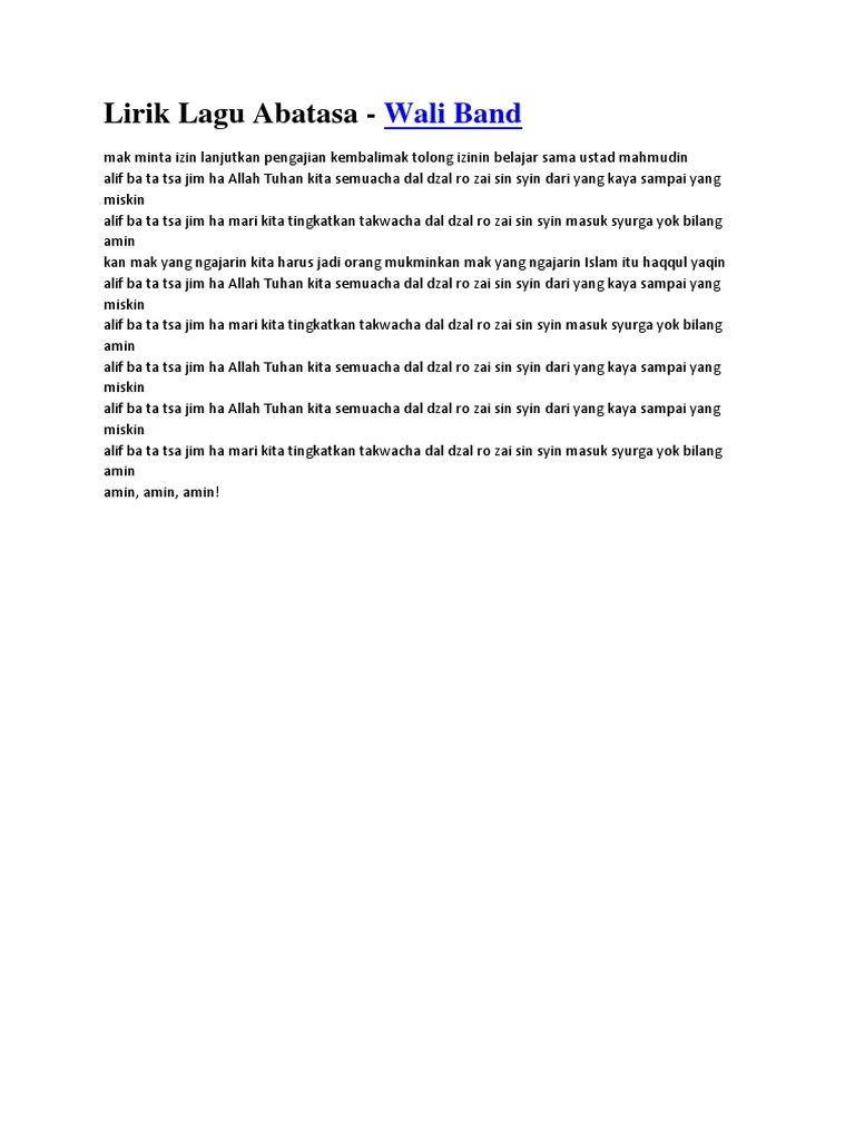 Lirik Lagu Abatasa | PDF