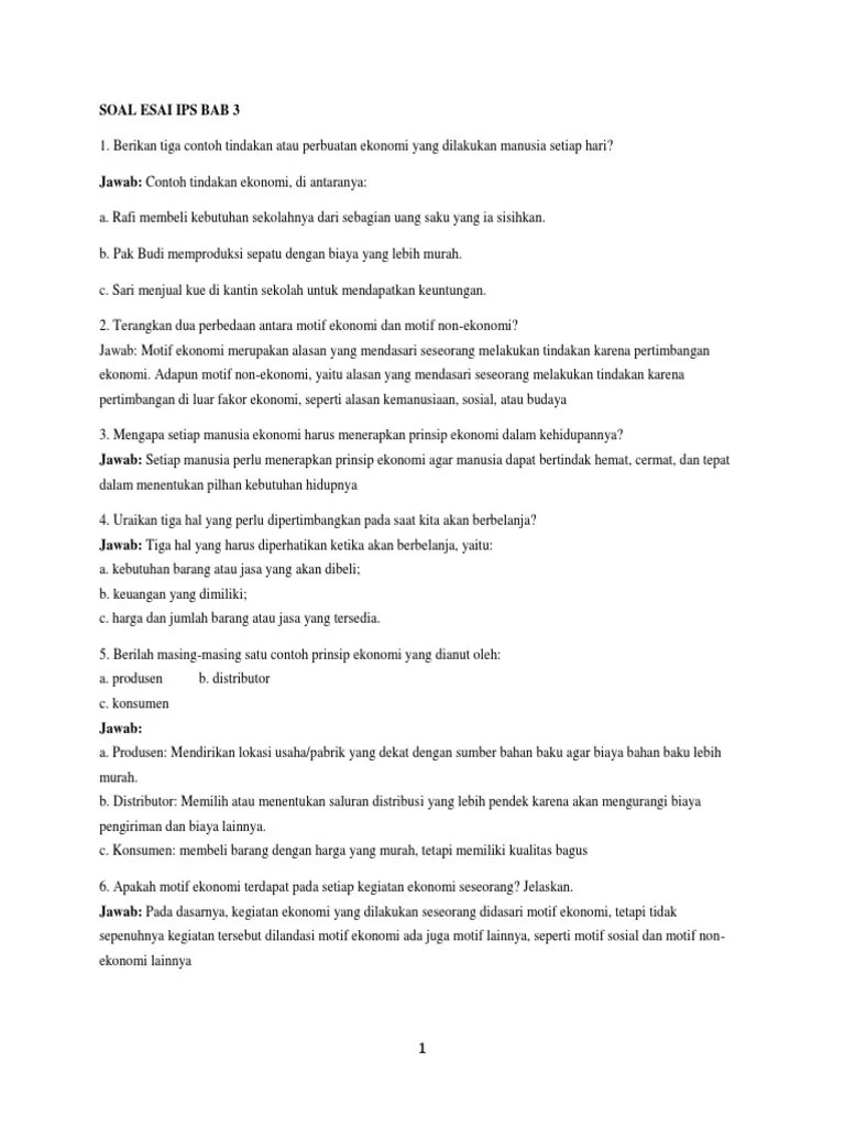 Soal interaksi makhluk hidup soal ipa kelas 7 soal pg soal pilihan ganda 5 soal essay . Soal Esai Ips Bab 3 Kls 7 Pdf