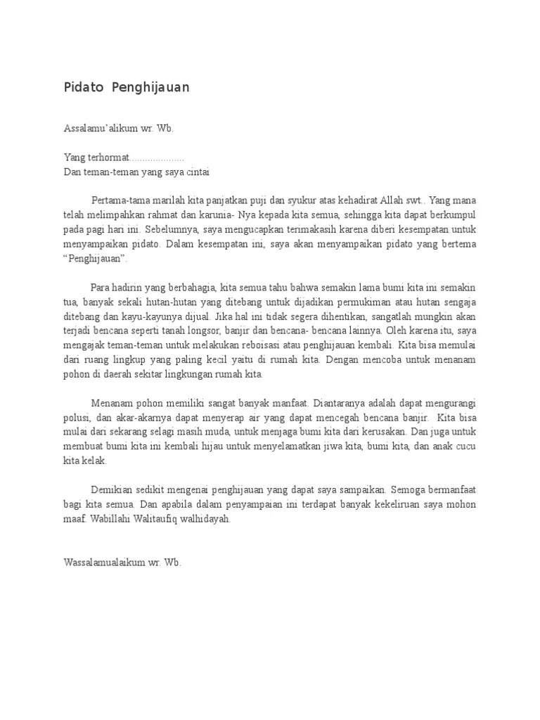 Pidato Singkat Penghijauan | PDF