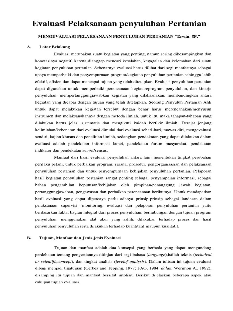 Evaluasi Pelaksanaan Penyuluhan | PDF