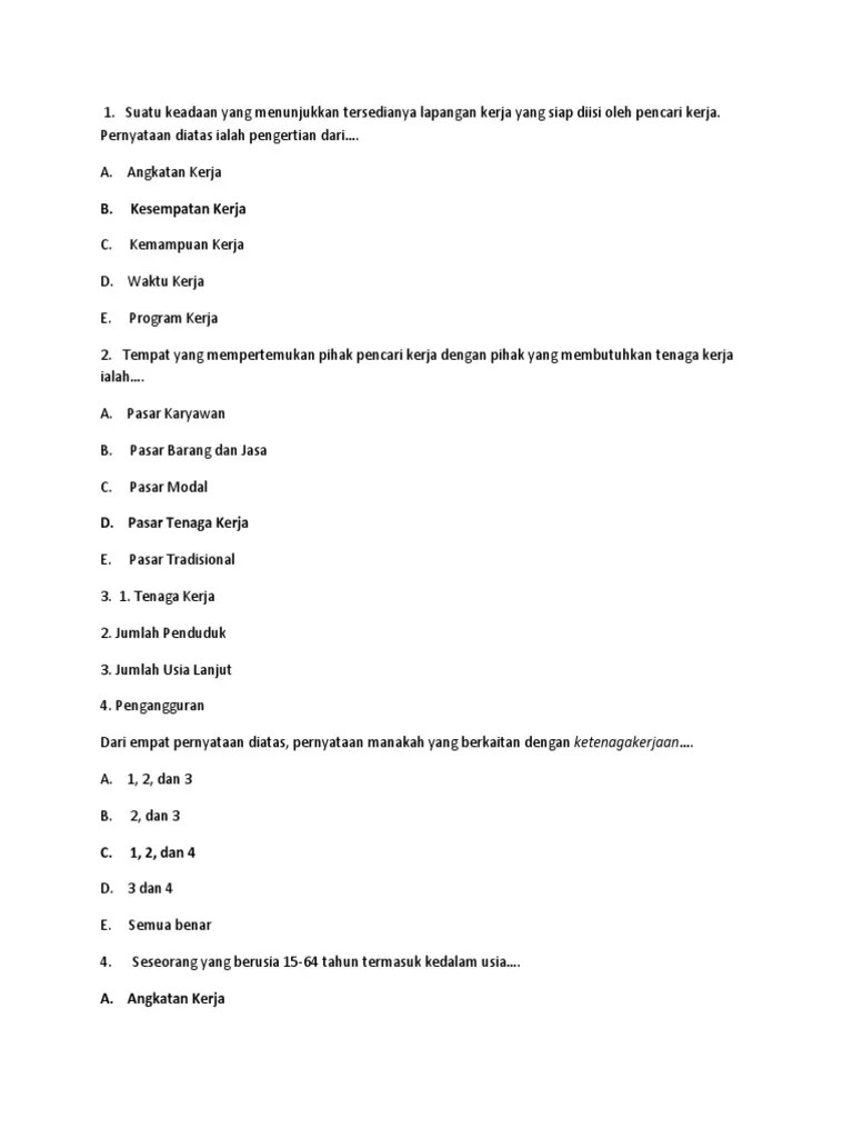 Soal Ekonomi Dan Jawaban Ketenagakerjaan | PDF