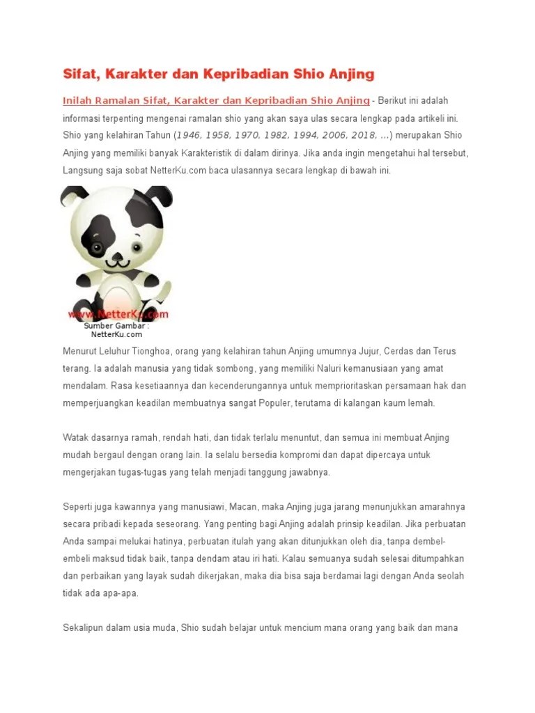 Karakter Shio Anjing | PDF