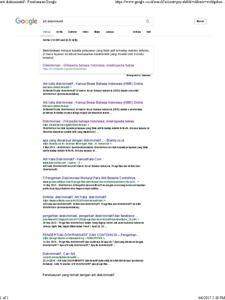 Arti Diskriminatif - Penelusuran Google 1 PDF | PDF