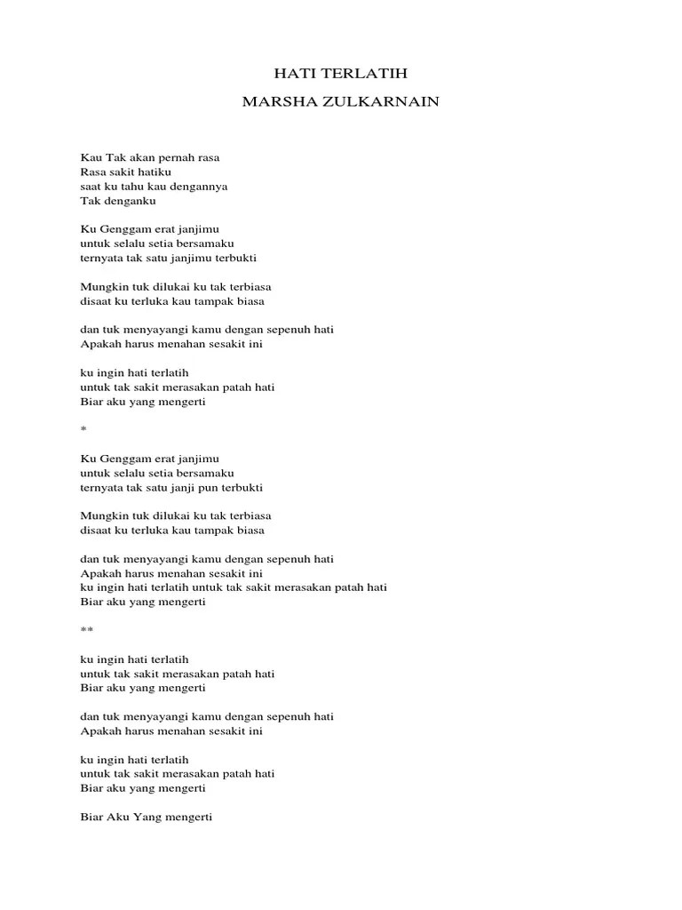 Lagu tersebut terdapat dalam album baru mereka yang berjudul . Hati Terlatih Pdf