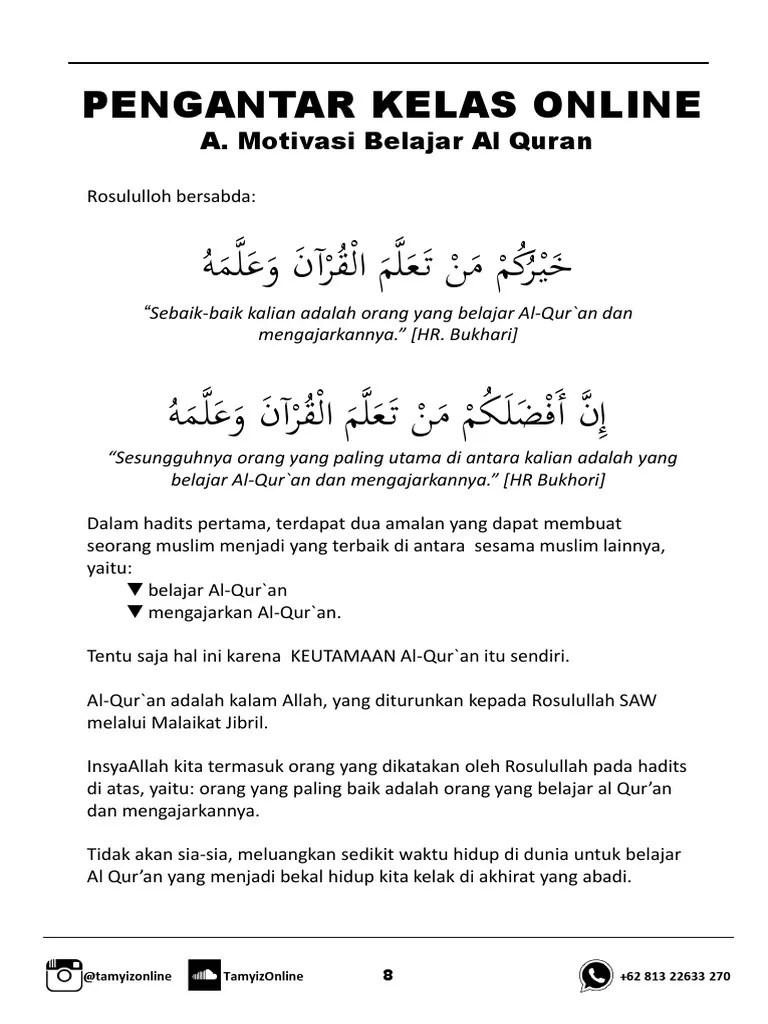 Hadits Belajar Al Quran - Gambar Islami