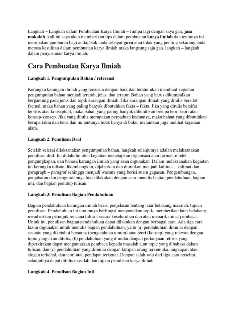 Langkah2 Penulisan Karya Ilmiah | PDF