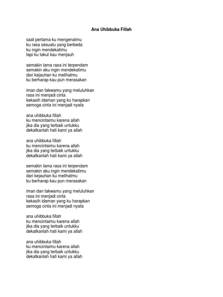 Semoga cinta ini menjadi nyata. Ana Uhibbuka Fillah Pdf