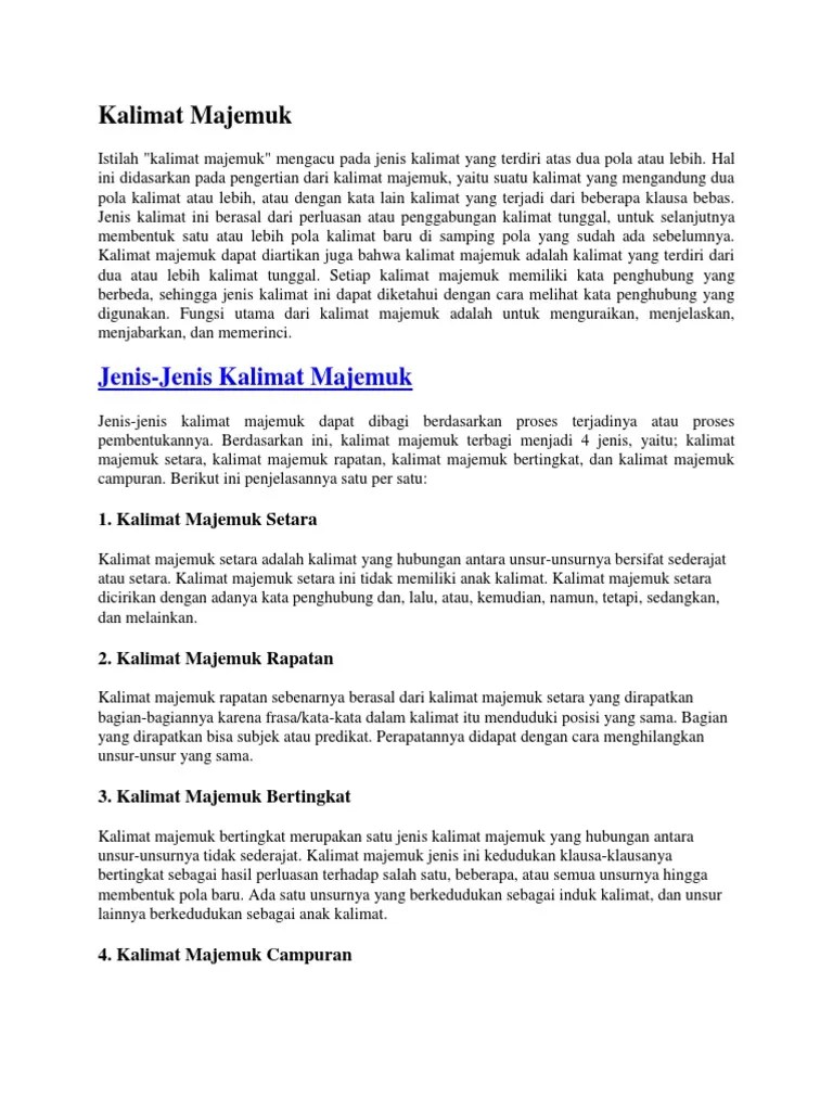 Macam Macam Kalimat Majemuk Dan Contohnya – Goreng