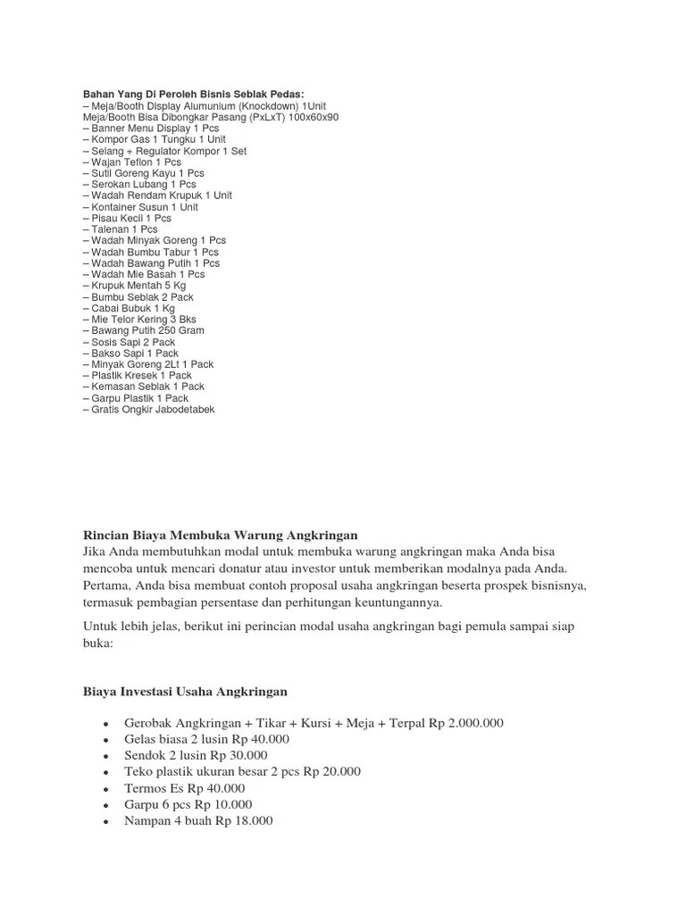 Contoh Proposal Usaha Seblak – Coretan