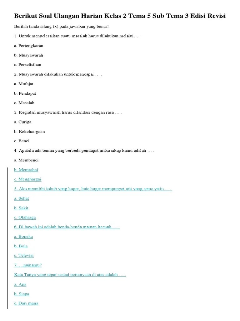Musyawarah untuk membagi kiprah membersihkan rumah ialah . Soal Pjok Kelas 2 Tema 5 Pengalamanku Beinyu Com