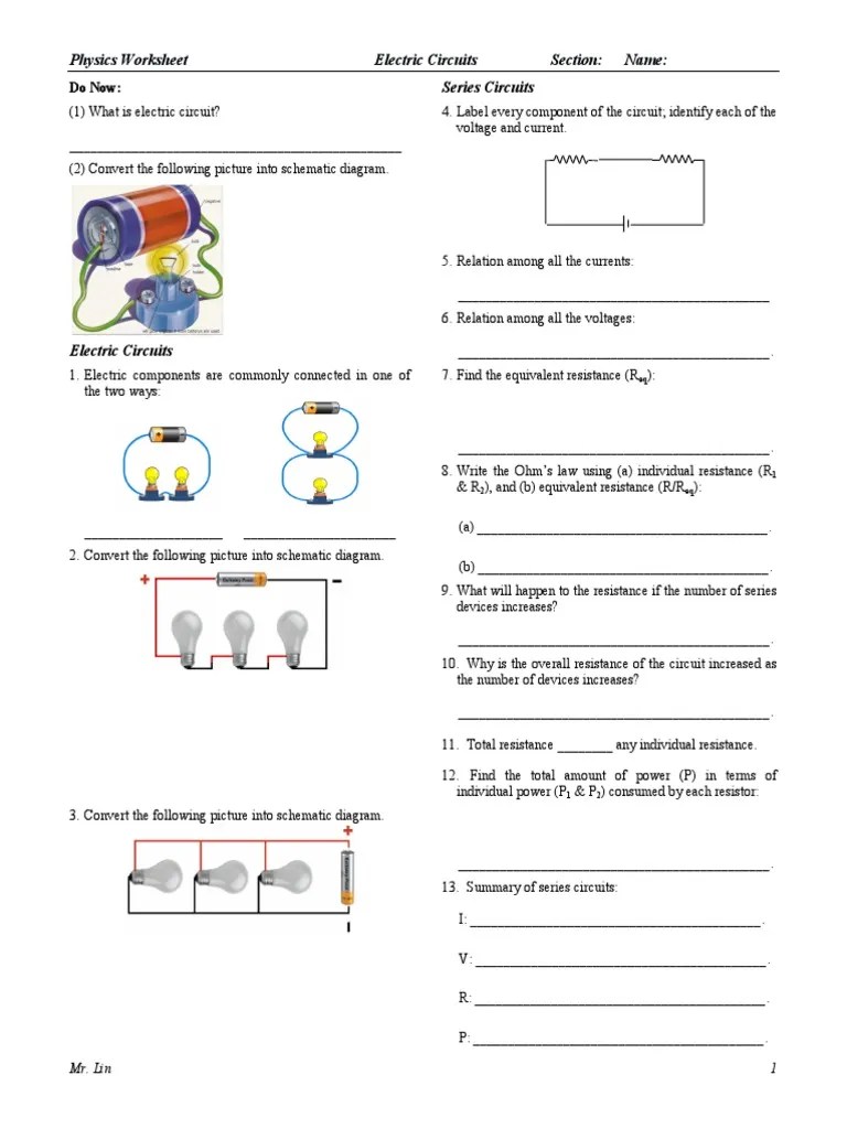 These questions & answers will help you master the topic! Physics Worksheet Lesson 19 Electric Circuits Pdf Pdf Series And Parallel Circuits Electrical Resistance And Conductance