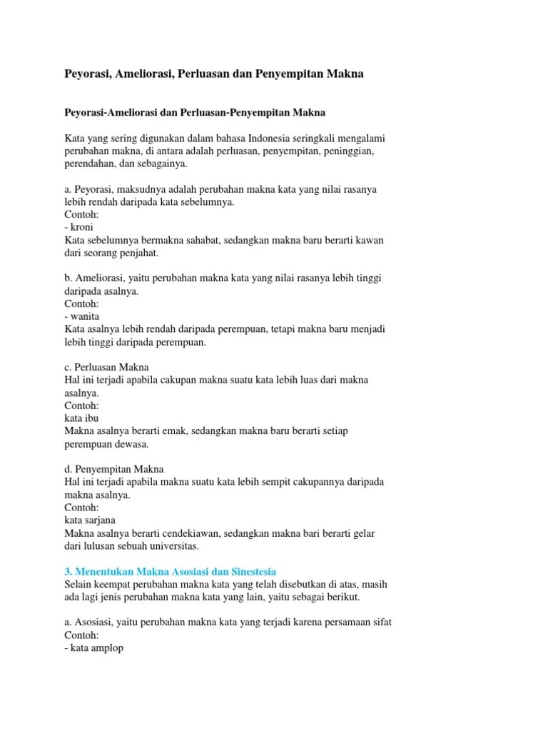 Contoh Perubahan Makna Kata – Lukisan