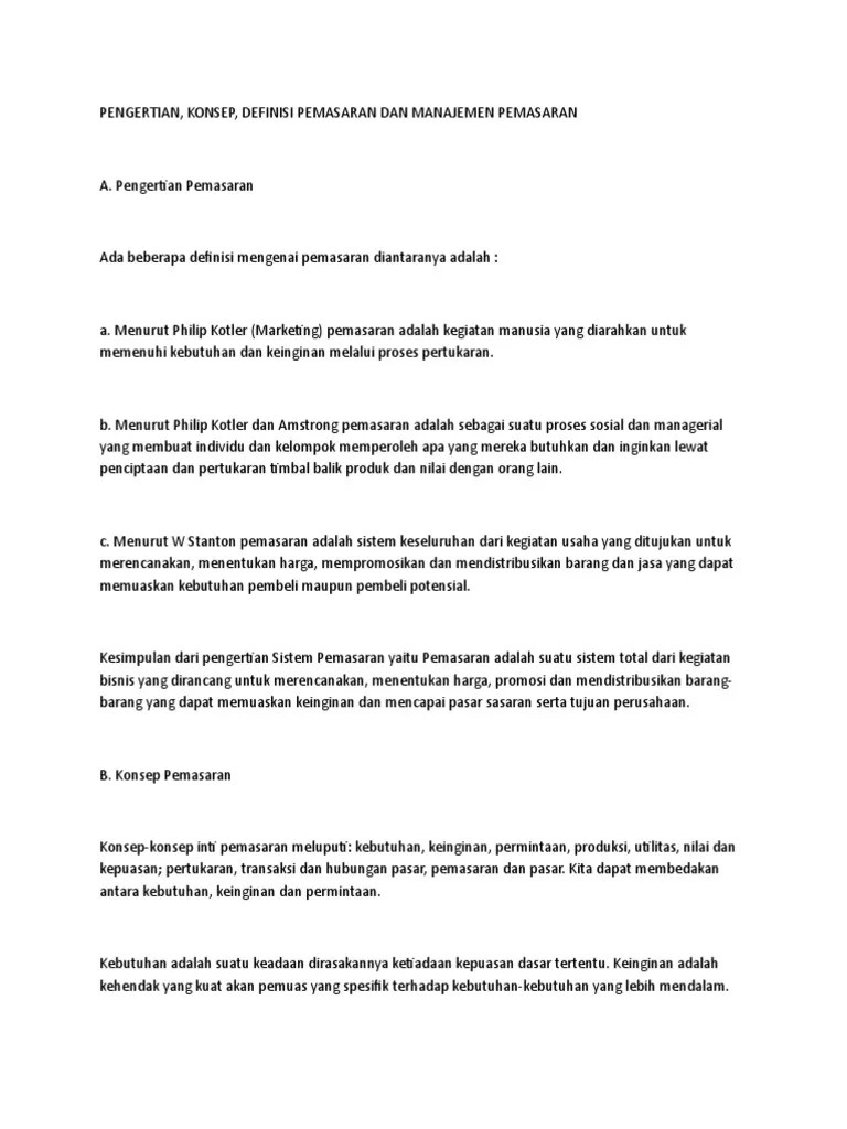 PENGERTIAN Pemasaran | PDF
