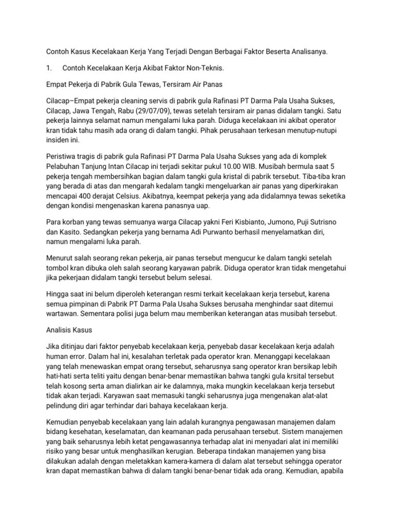 Contoh perbuatan yang tidak aman seperti:. Contoh Kecelakaan Kerja Beserta Gambar Dan Keterangannya Tempat Berbagi Gambar