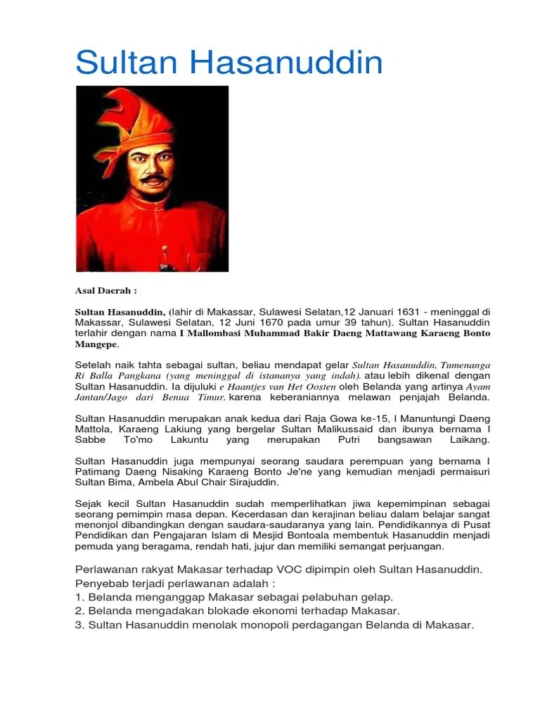 Karaeng bontolangkasa sebagai sultan gowa membuat aliansi. Sultan Hasanuddin Pdf