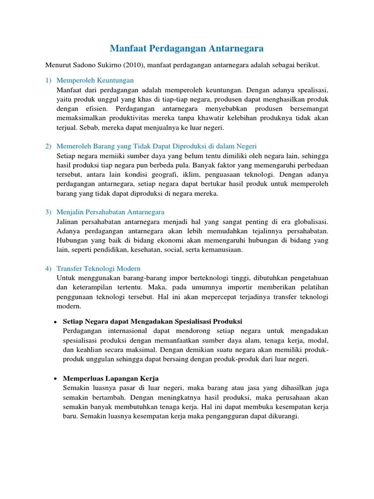 Sebutkan Tujuan Perdagangan Antar Negara – Dengan