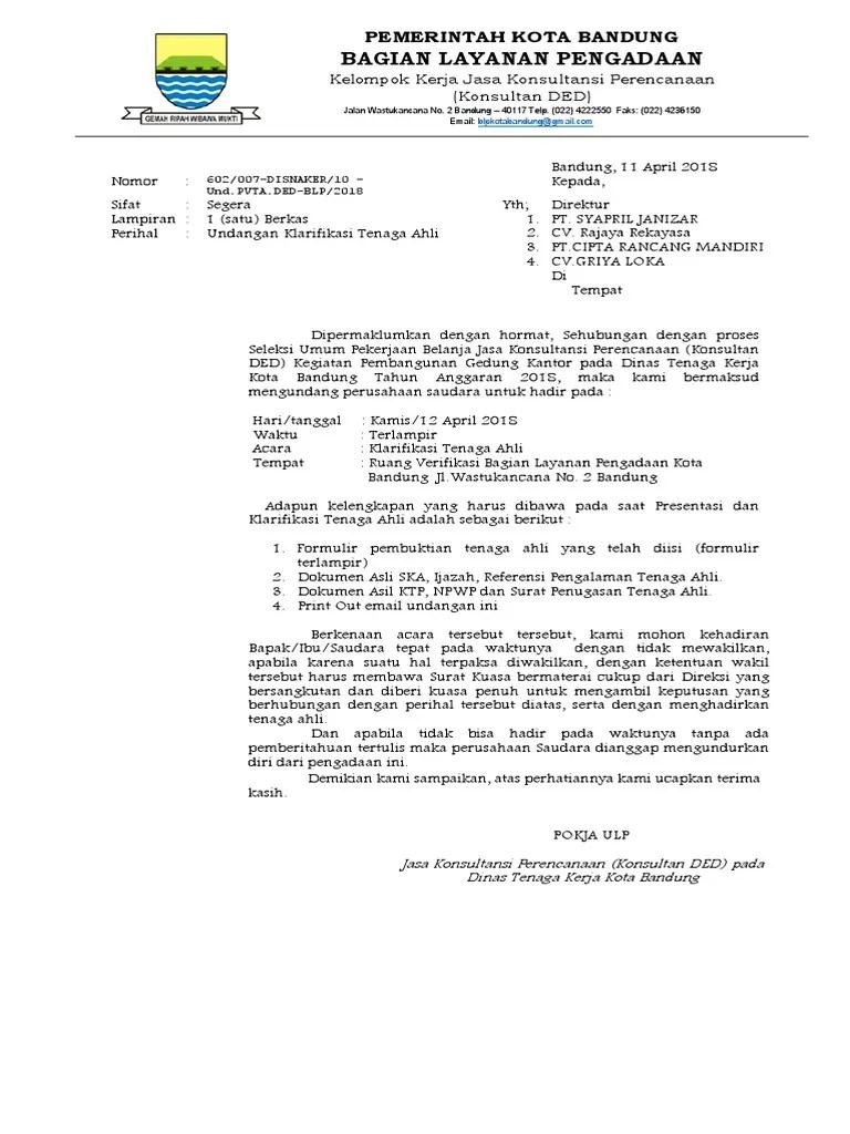 10 Undangan Pembuktian Tenaga Ahli Disnaker | PDF