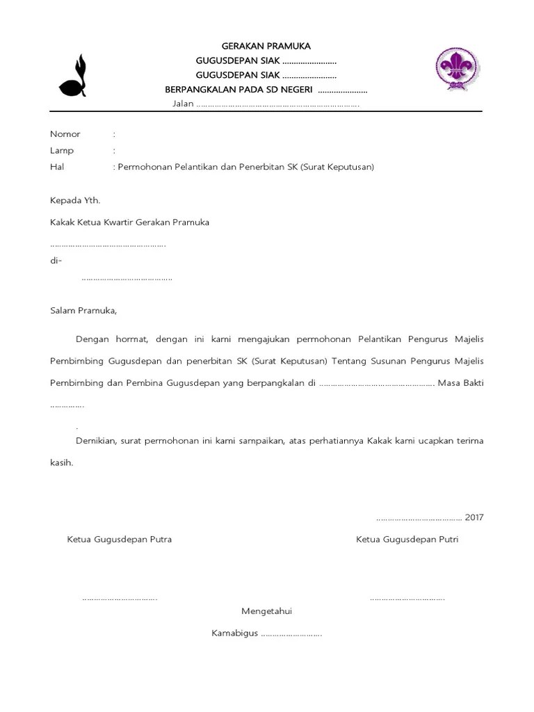 Nomor urut surat yang dikeluarkan (004 maka surat ini adalah surat ke empat yang dikeluarkan). Surat Permohonan Sk