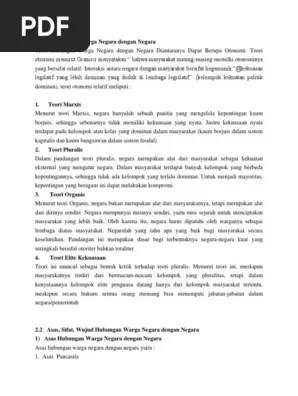 Teori Hubungan Warga Negara Dengan Negara | PDF