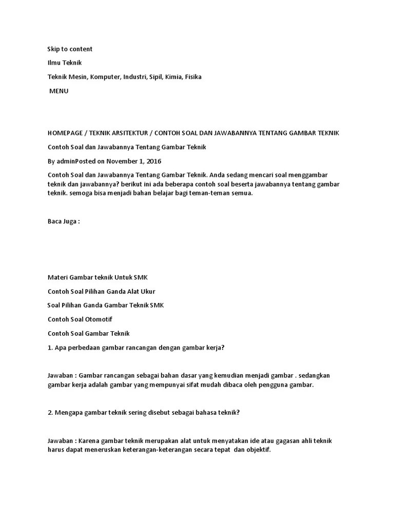 Download soal psikotes dan jawabannya. Contoh Soal Gambar Teknik