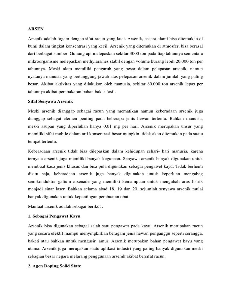 Arsenik Adalah Logam Dengan Sifat Racun Yang Kuat | PDF