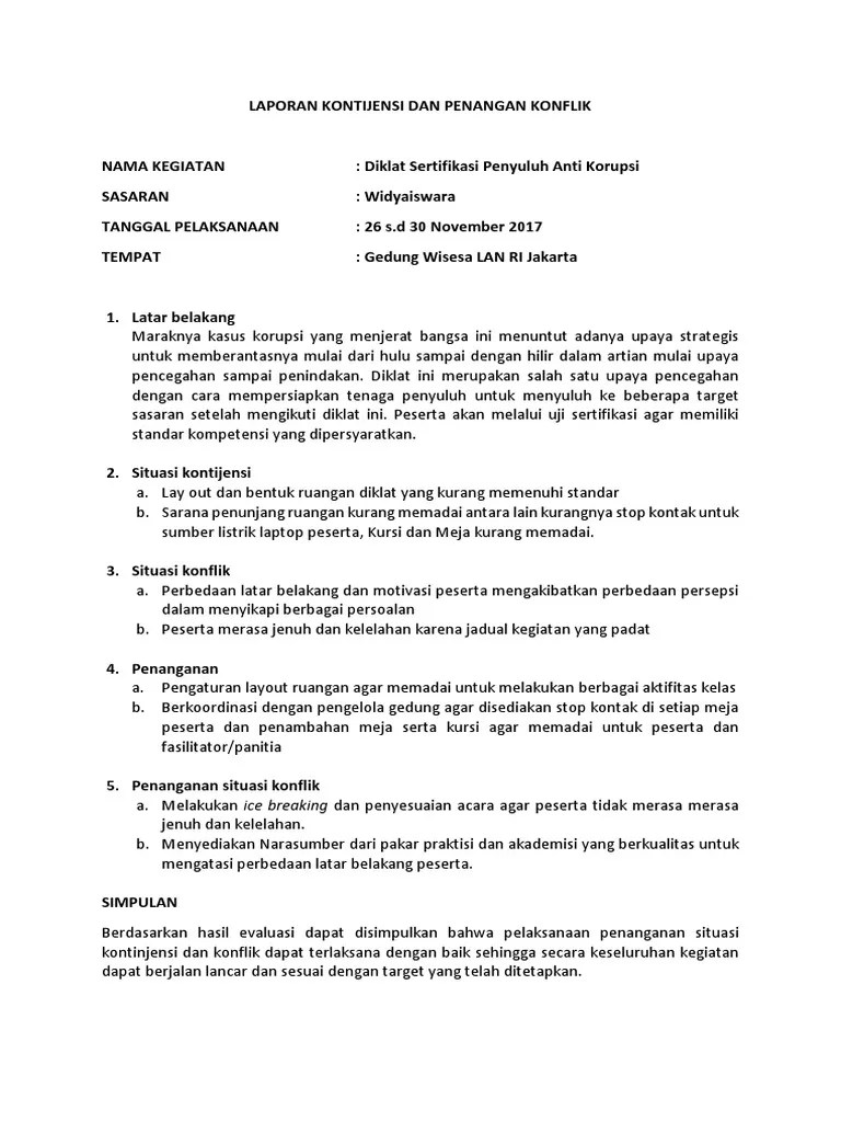 Laporan Kontijensi Dan Penangan Konflik Kel. 2 | PDF