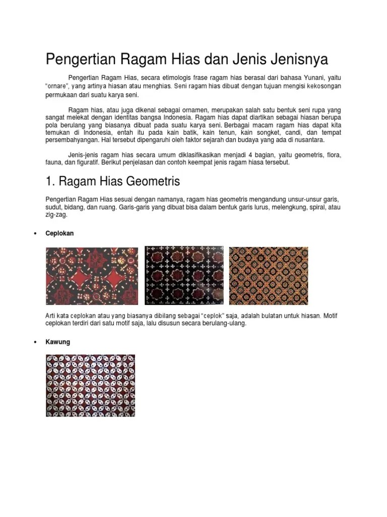 Demikian juga dengan karya seni rupa berupa kerajinan. Ok Google Apa Yang Dimaksud Dengan Ragam Hias Geometris