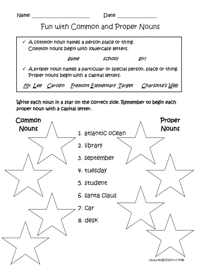 Remember to capitalize the first letter of . Fun With Common And Proper Nouns Worksheet Pdf