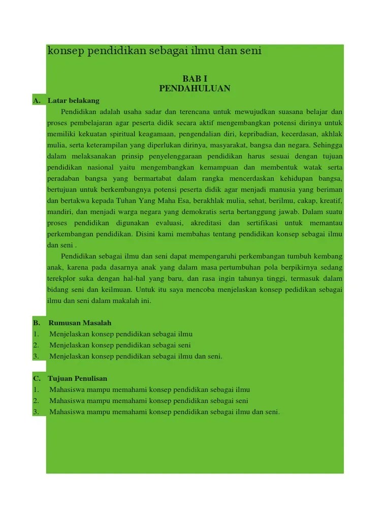 Konsep Pendidikan Ilmu Dan Seni | PDF