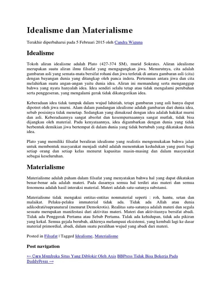 Idealisme Dan Materialisme | PDF