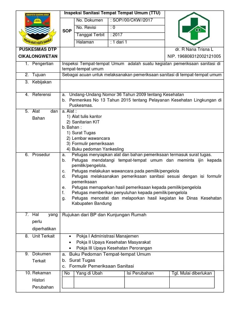 Judul inspeksi sanitasi dasar rumah di jalan mawar rt 001 bangkinang latar. Form Inspeksi Sanitasi Tempat Tempat Umum Pdf - Sebuah Tempat