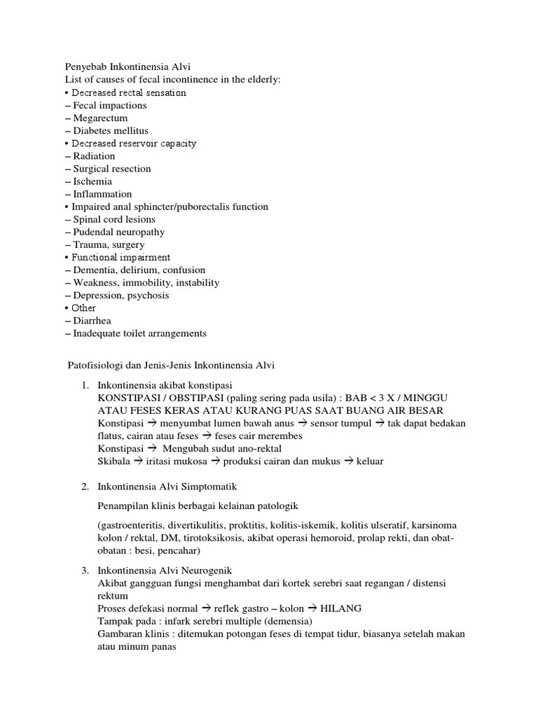 Penyebab Inkontinensia Alvi | PDF