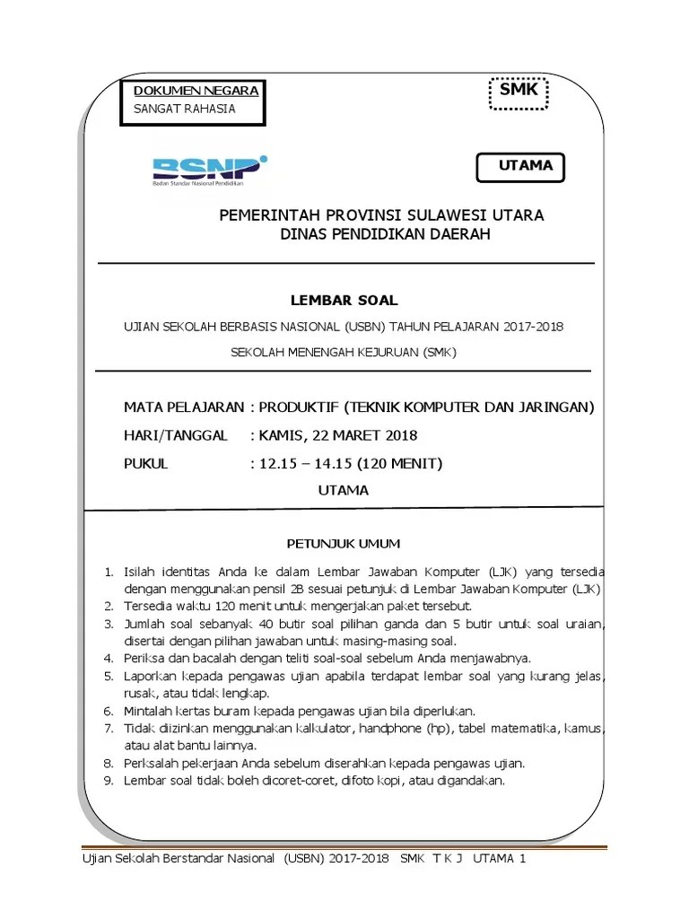 Kunci jawaban soal un tahun 2019 bahasa indonesia. Soal Usbn Bahasa Indonesia Smk Utama 2018 Pdf