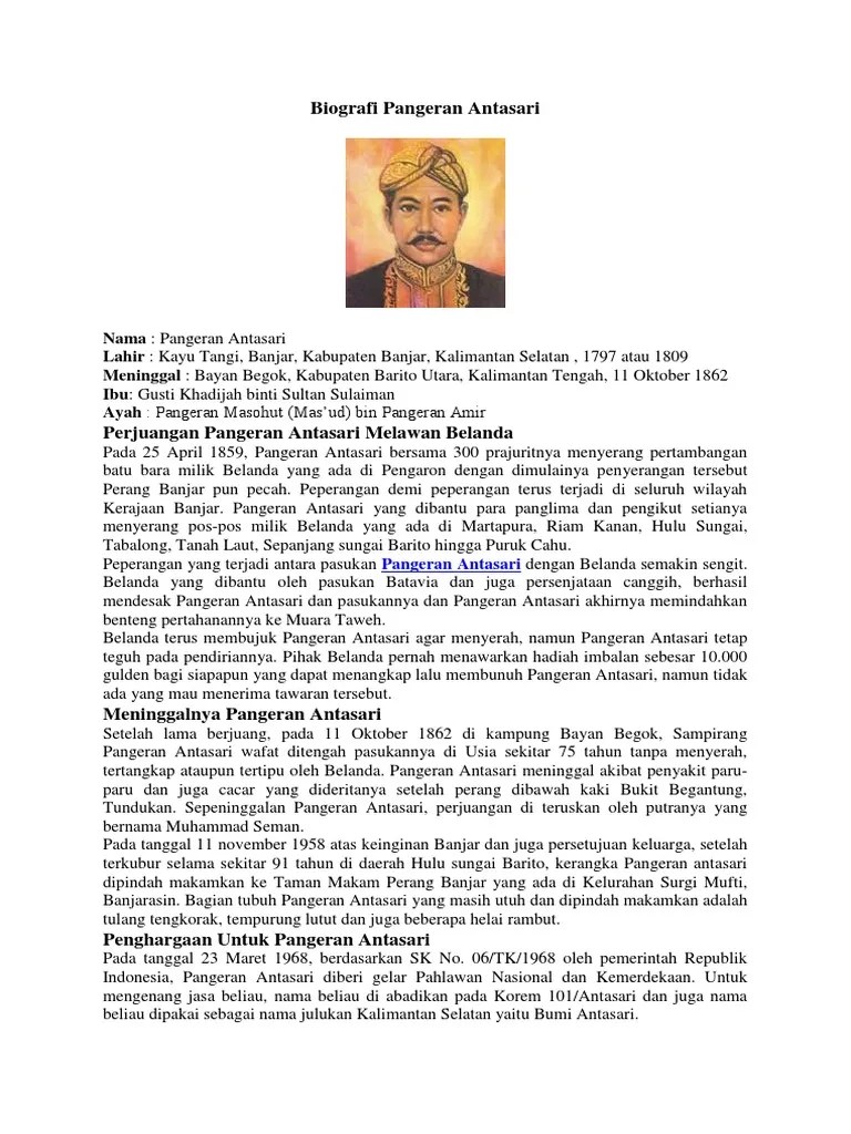 Biografi Pangeran Antasari | PDF