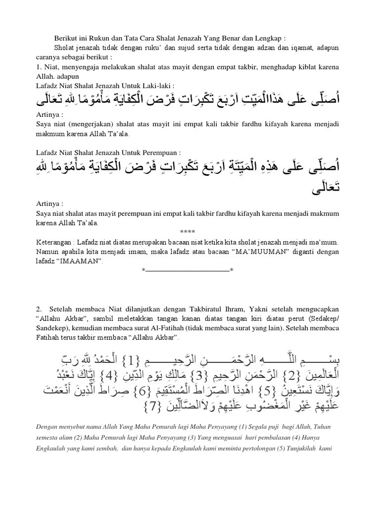 Berikut Ini Rukun Dan Tata Cara Shalat Jenazah Yang Benar Dan Lengkap | PDF