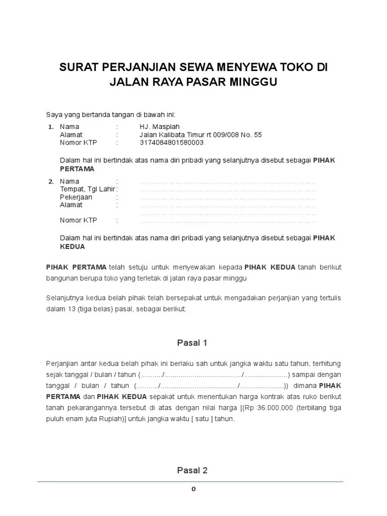 Jasa surat perjanjian / kontrak balikpapan. Contoh Surat Perjanjian Sewa Menyewa Ruko Pdf
