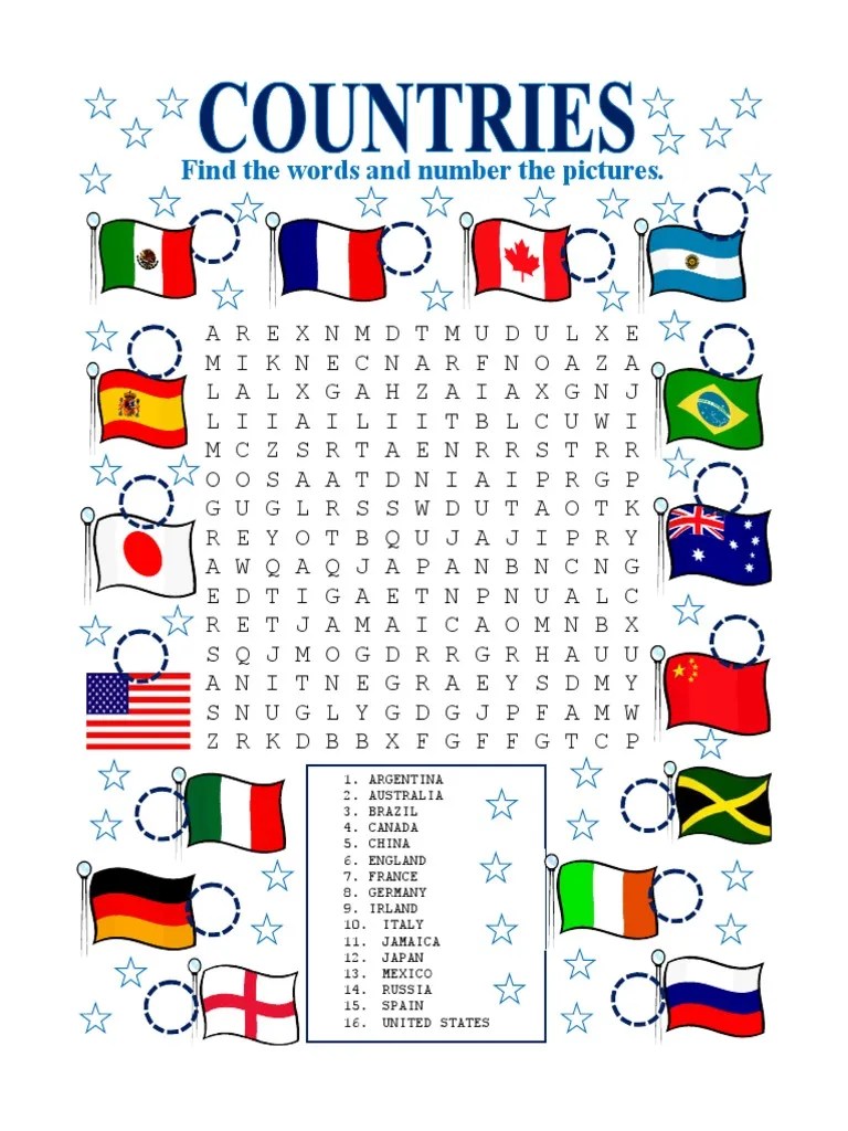 countries word search