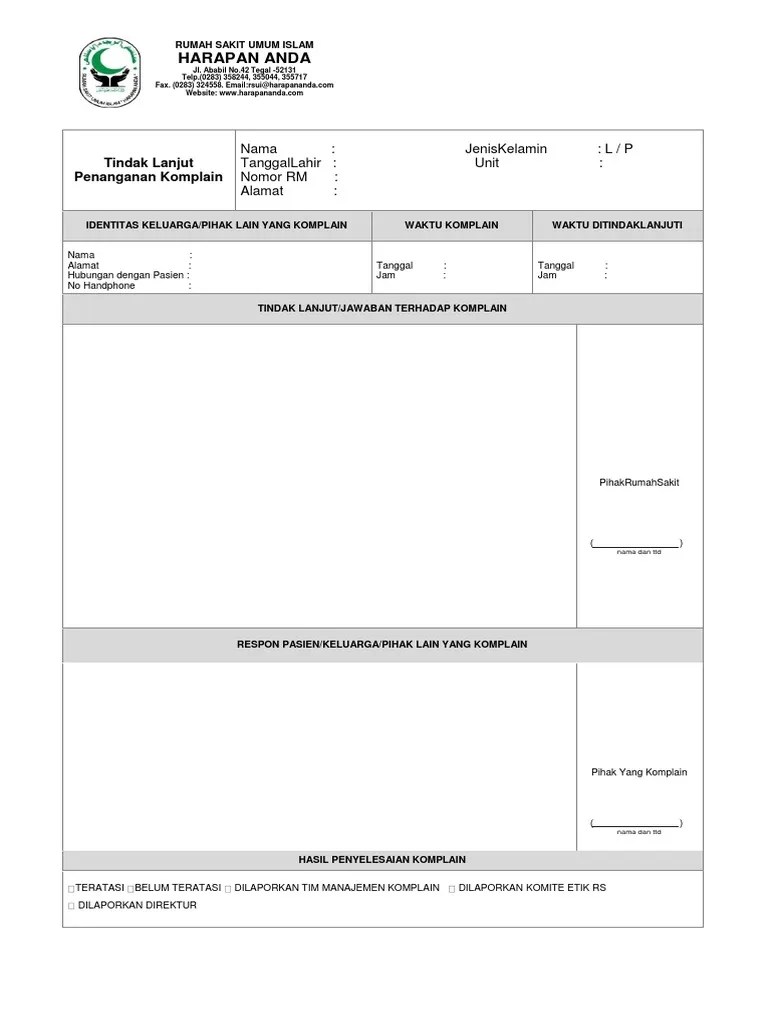 Berandalayananpengaduan layanan publikformulir pengaduan online/ siwas. Formulir Tindak Lanjut Penanganan Komplain Pdf