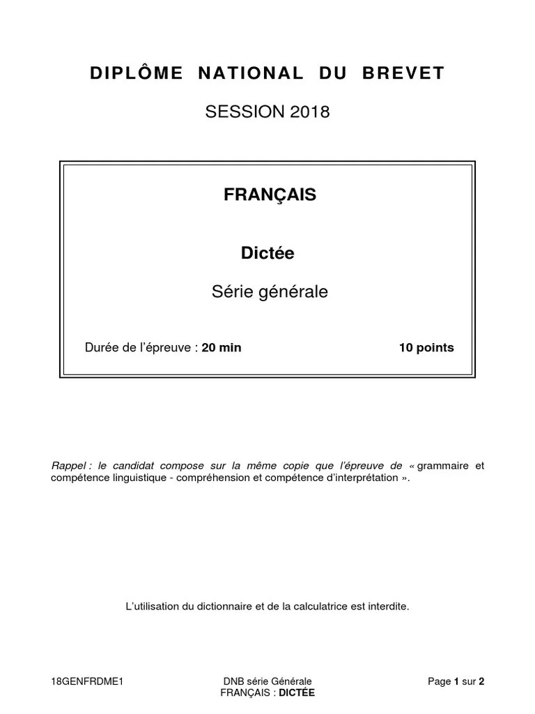 Prêt pour une dictée niveau 3ème ? La dictÃ©e 2018 de la sÃ©rie gÃ©nÃ©rale du brevet des collÃ¨ges en MÃ©tropole