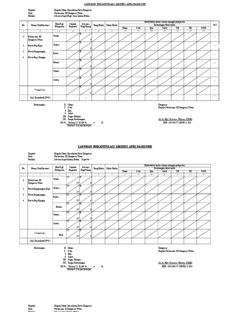 Blanko Rekap Absen - Kosong | PDF