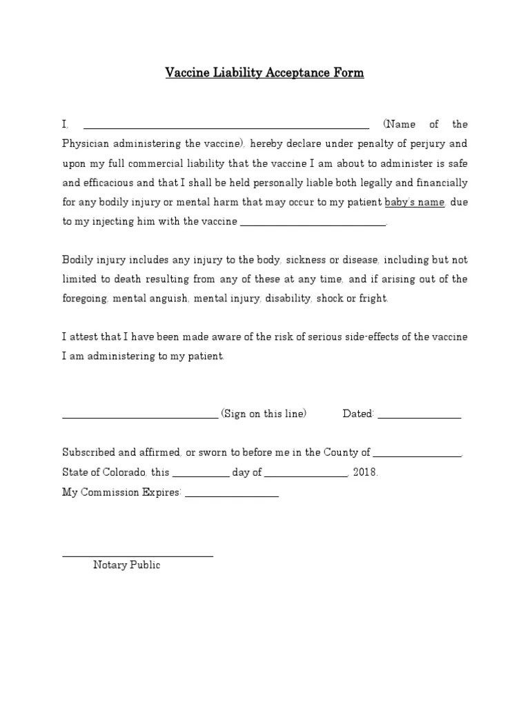 All students * should receive following vaccinations prior to admission. Vaccine Liability Acceptance Form