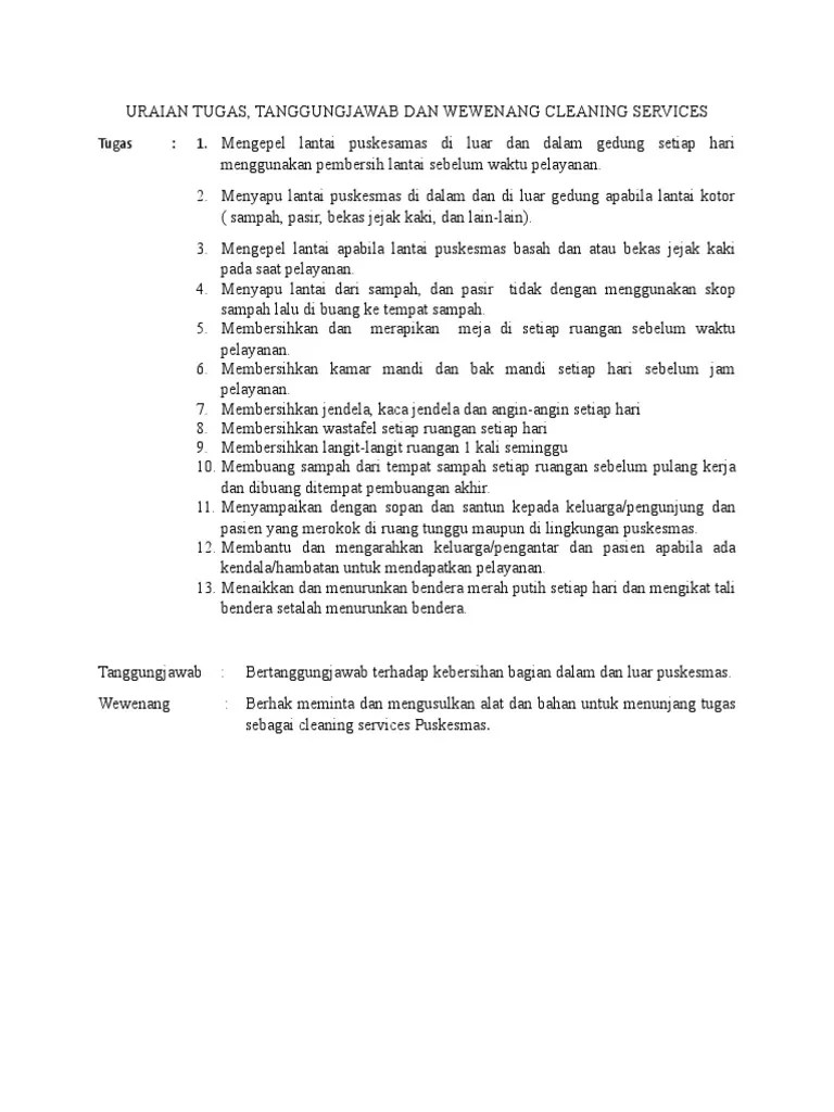 Rincian / uraian tugas jabatan. Uraian Tugas Cs Penjaga Malam