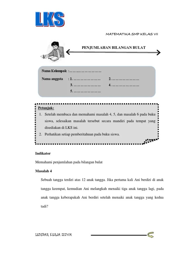 Pengurangan pecahan dari bilangan asli contoh: Perbaikan Lks