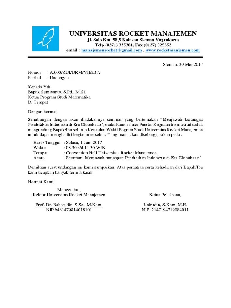 Contoh Surat Undangan Seminar | PDF