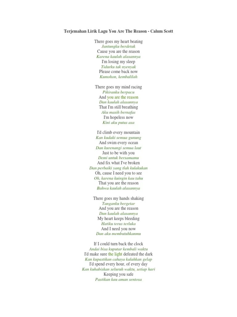 Thu, 23 sep 2021 11:06:00 gmt. Terjemahan Lirik Lagu You Are The Reason Pdf Alam