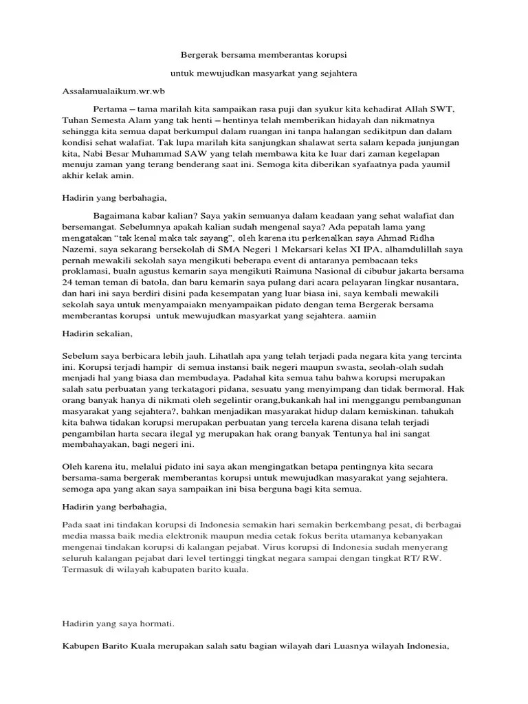 Naskah Pidato Korupsi | PDF