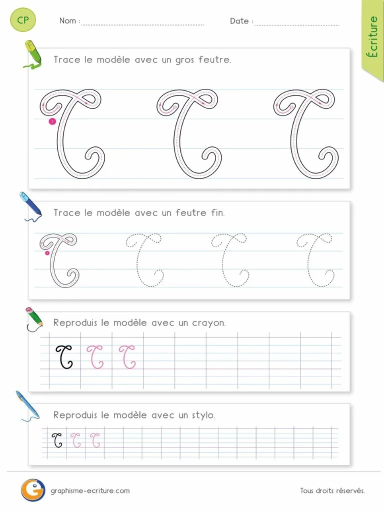 Apprendre à écrire la lettre t majuscule cursive : 81 Ecriture Cp Ce1 Ecrire La Lettre T Majuscule Cursive